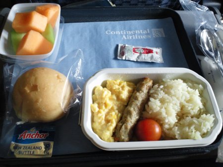 帰路飛行機の機内食