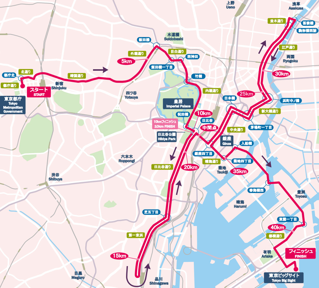東京マラソンコース(東京マラソンのサイトより) tokyomarathon-cource